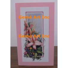 Pink Flower Note Card  - #CardRQ146-6  -  NOTE CARD